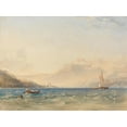 thumbnail image 2 of Anthony Vandyke Copley Fielding 18x14 Gold Ornate Wood Frame and Double Matted Museum Art Print Titled - The Head of Loch Fyne, with Dindarra Castle (1850), 2 of 4