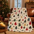 thumbnail image 6 of Cififendec Christmas Multi Color Tree Print Fleece Throw Blanket, 51.18"×39.37", Soft Plush Blanket with Xmas Tree Patterns for Bed Sofa Holiday Lounging, 6 of 7