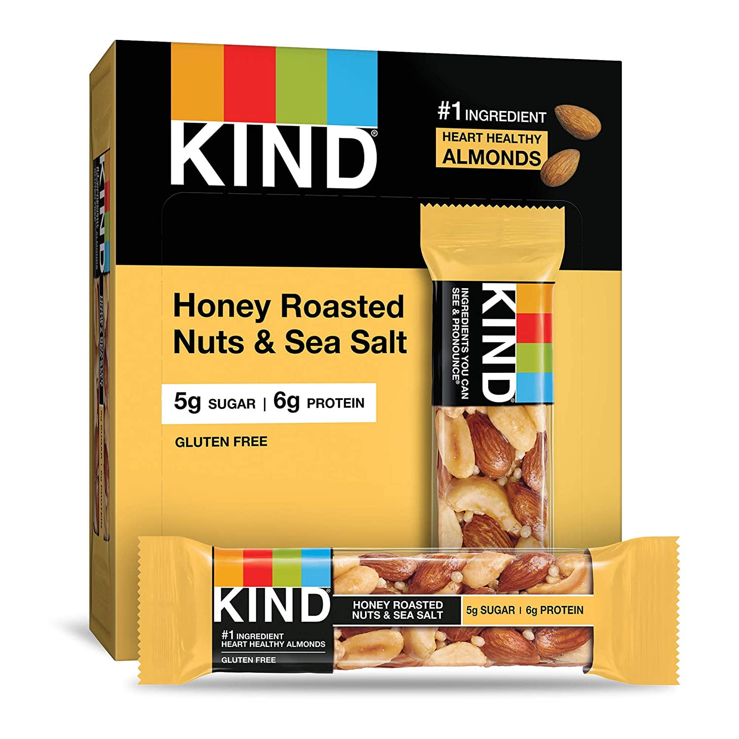 KIND Bars, Honey Roasted Nuts & Sea Salt, Gluten Free – 1.4 oz, 12 ...