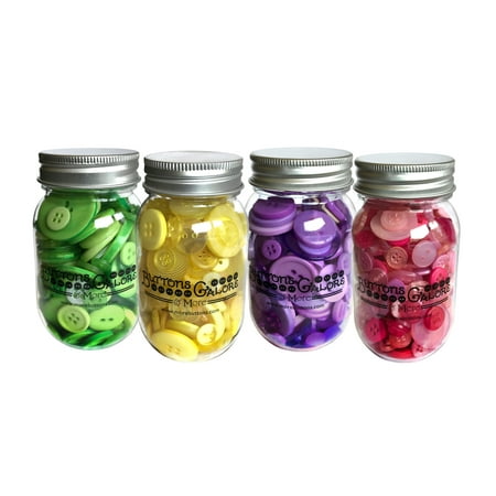 Craft Punch Embossed Button - Buttons Galore 700+ Spring Colors Craft & Sewing Buttons in Mason Jar