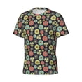 thumbnail image 5 of Vsdgher Daisies Flowers Print Men's Dry Fit Mesh Athletic Shirts Moisture Wicking Tennis T-Shirt Tops, 5 of 9
