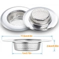 thumbnail image 2 of Paquete de 3 coladores de fregadero de cocina colador de filtro de drenaje de acero inoxidable con borde ancho grande de 4,5 "para fregaderos de cocina, 2 of 5