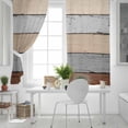 thumbnail image 5 of Fsddascl Brown Wooden Blackout Curtains for Bedroom/Living Room, Thermal Insulated Kitchen Curtains, Grey Stripe Gradient Country Rustic Grain Grommet Darkening Window Treatment Drapes 52"x96"x2, 5 of 8