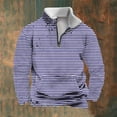 thumbnail image 2 of YLSDY Fashion Mens Quarter Zip Long Sleeve Pullover Fleece-Lined Mock Neck Work Sweatshirt Striped Winter Warm Fashion Traveling Tops Purple XXXXL, 2 of 5