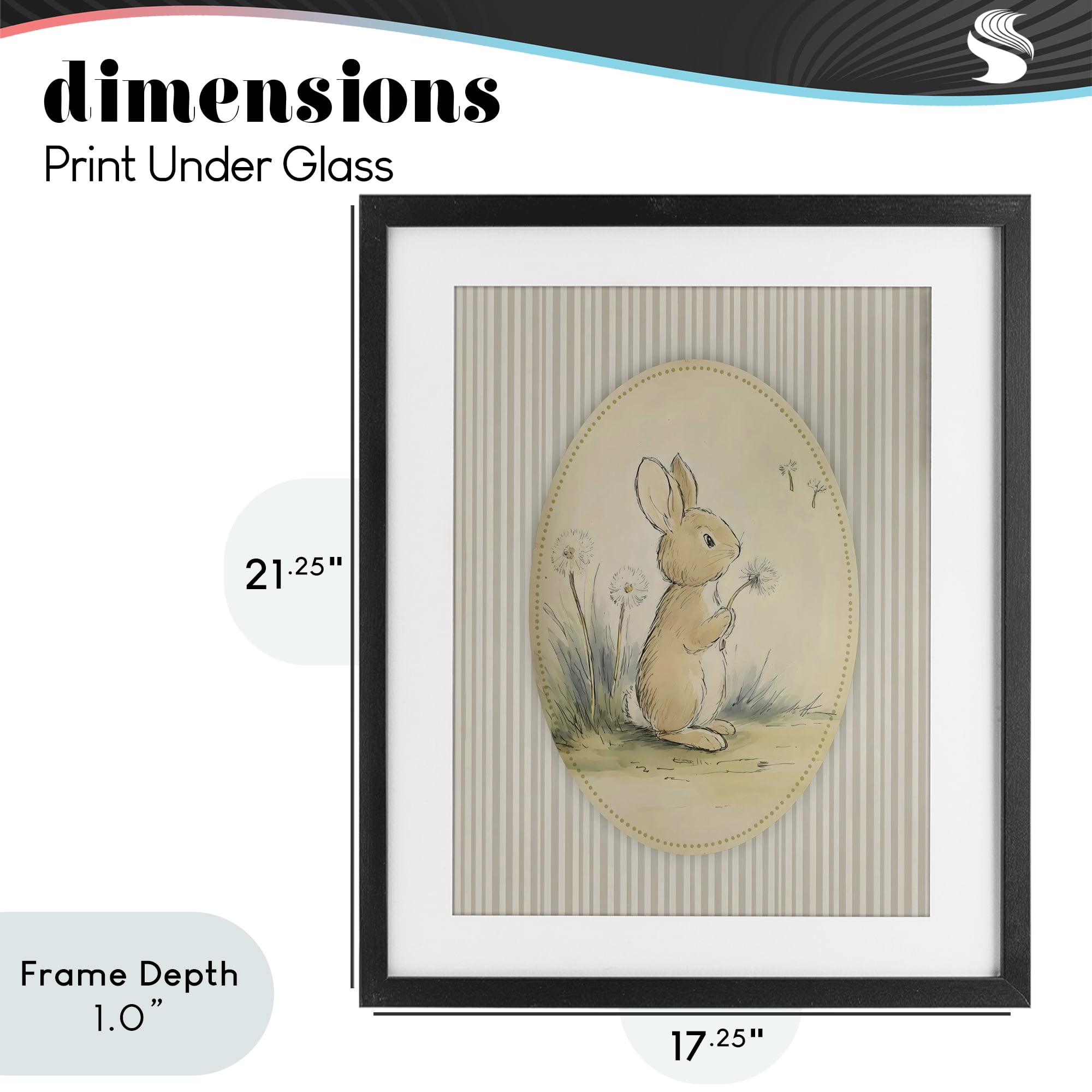 Stupell Industries Baby Bunny in Dandelions Black Framed Print Under Glass, design by Arlington Prints