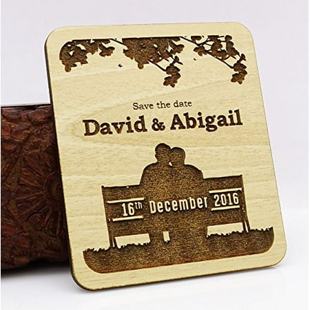 

50 Custom Engraved Wooden Magnets Rustic Wedding Save The Date Wooden Magnets Persoanlized Gift