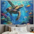 thumbnail image 2 of Orinice Turtle Fish Ocean Tapestry Wall Hanging Unique Style Home Wall Decor Art Living Room Bedroom Apartment Farmhouse Dorm 40x60inch, 2 of 6