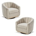 thumbnail image 7 of Modern Swivel Accent Chair Set of 2,Boucle Swivel Barrel Chair with Wide Curved Backrest,Upholstered Club Armchair for Living Room,Bed Room,Office,Wheat, 7 of 7