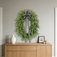 thumbnail image 6 of PSVFUJZ Artificial Fern Leaf Style Flower Garland Wreath for Front Door, Faux Spring Summer Wreath for Front Door Farmhouse Wedding Green Year Round Indoor Outdoor Decoration(24in), 6 of 7