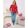 thumbnail image 3 of Cogild Sweaters for Women Heart Pattern Knit Crew Neck Long Sleeve Pullover Sweater, 3 of 10