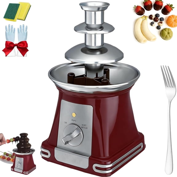 3-Tier Chocolate Fondue Fountain, 1.8l/60.86oz Automatic Stainless Steel Chocolate Fountain, 2026 New 3 Tiered Waterfall Electric Machine, Disassembly for Dipping Fruit Marshmallow (1pc)