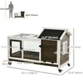 thumbnail image 3 of PawHut Rabbit Hutch with Wheels, Ramp, Run, Tray, Coffee, 3 of 10