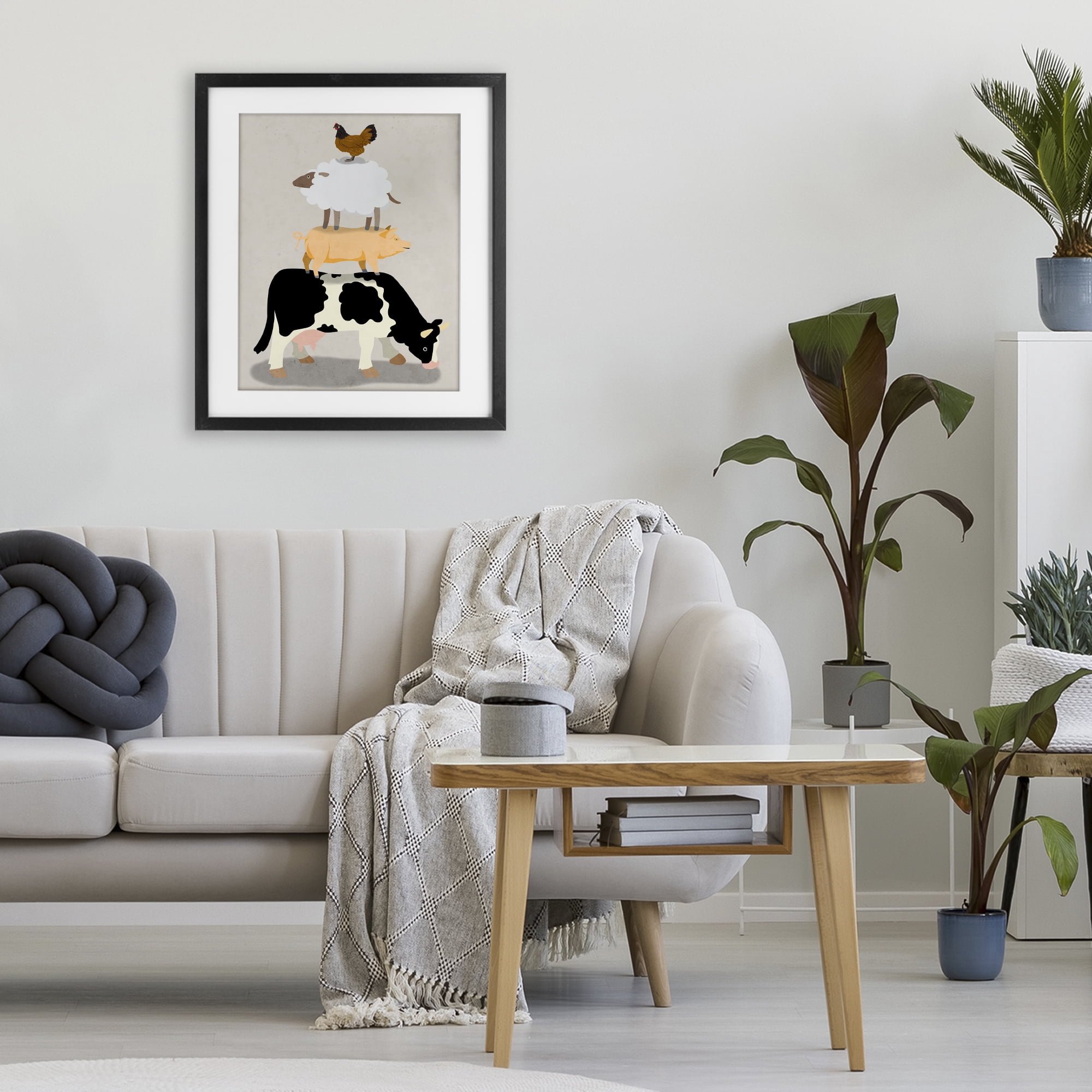 Stupell Industries Farm Stack over Beige Black Framed Print Under Glass, design by Marcus Prime