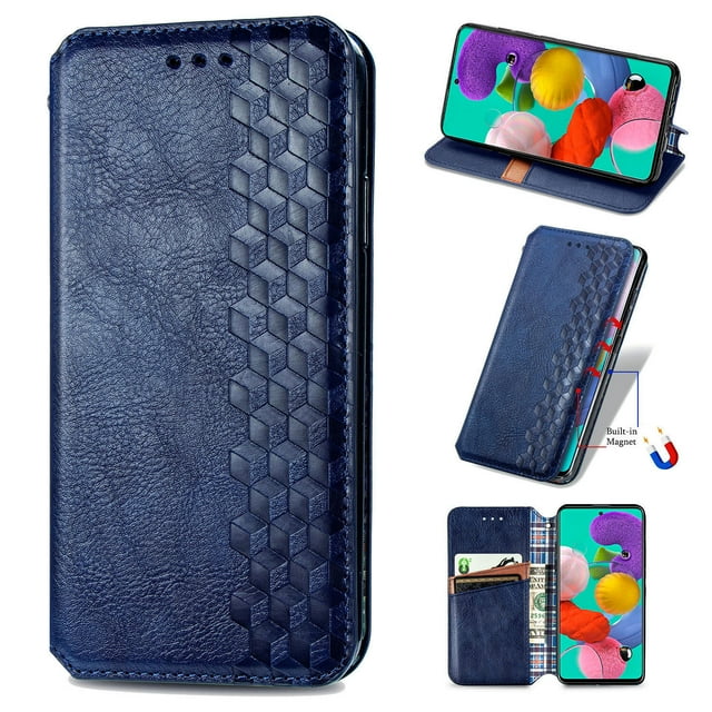 Case for Samsung Galaxy A51 5G Flip Cover Wallet Flip Cover Magnetic Protective - Blue
