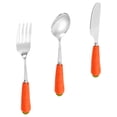 thumbnail image 2 of CIMAXIC 1 Set/3PCS Kids Fork Spoon Cutter Kit Lovely Handle Tableware Spoon Set (Orange),5.91"X1.38"X0.79", 2 of 5