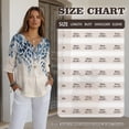 thumbnail image 7 of Xoenoiee Blue Willow Leaf Print Womens Cotton Linen Button Down Shirts 3/4 Sleeve Casual Loose Fit V Neck Breathable Summer Spring Blouses Top, Size 3XL, 7 of 7