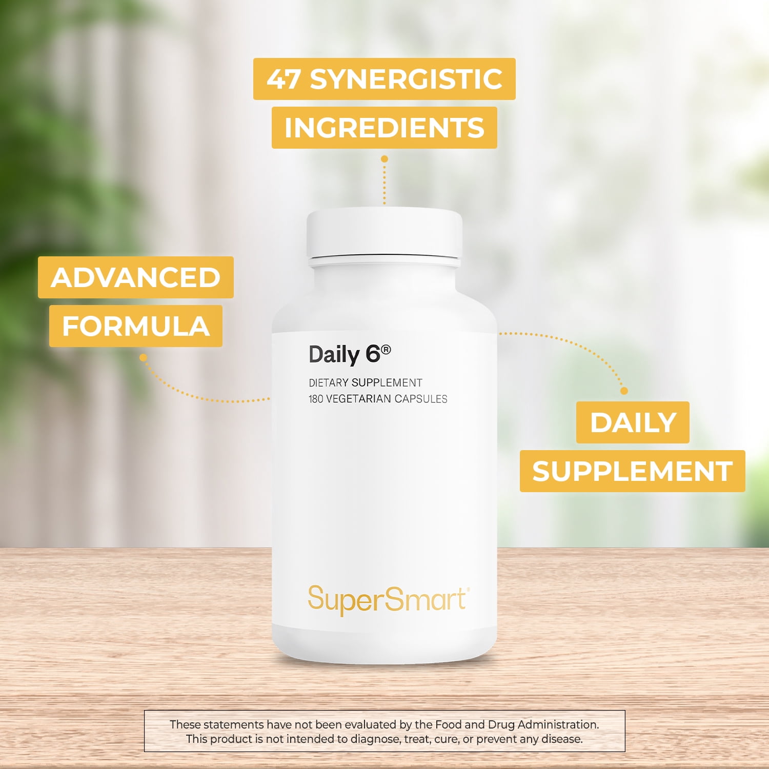 Supersmart - Daily 6 - Multivitamin for Men & Women - 55 Vitamins, Minerals & Antioxidants Supplement | 90 Vegetarian Capsules