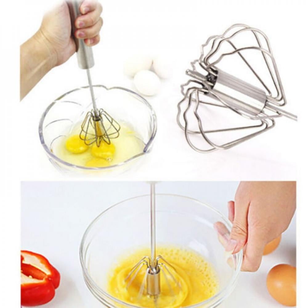 Stainless Steel Turning Push Hand Whisk Turbo Manual Miracle Mixer Blender 