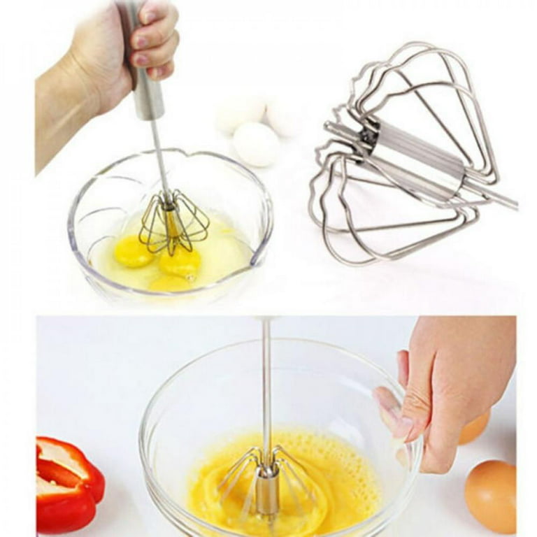 10 Inch Semi-automatic Mixer Egg Beater Manual Self Turning Stainless Steel  Whisk Hand Blender Cream Stirring Kitchen Tools