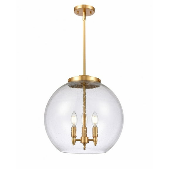 221-3S-SG-G124-16 Innovations Lighting Athens - 3 Light Pendant In Industrial Style-16.38 Inches Tall and 15.75 Inches Wide-Satin Gold Finish-Seedy