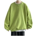 thumbnail image 2 of Mens Crewneck Sweatshirts Solid Casual Loose Fit Shirts Soft Comfoty Long Sleeve Pullover Tops Spring Fall Outfits Clothes Green M, 2 of 2
