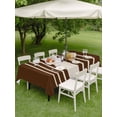 thumbnail image 5 of 60x84 Inch Outdoor Tablecloth with Umbrella Hole Zipper Rectangle Brown Beige Striped Rectangular Tablecloths Outside Waterproof Modern Farmhouse Retro Lines Patio Table Cloth Cover for Picnic Party, 5 of 8