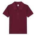 thumbnail image 2 of Girls Polo Uniform Shirt Summer Slim Fit Short Sleeve Comfy Collared Shirts for Girls Back to School Outfit,Wine 160, 2 of 4