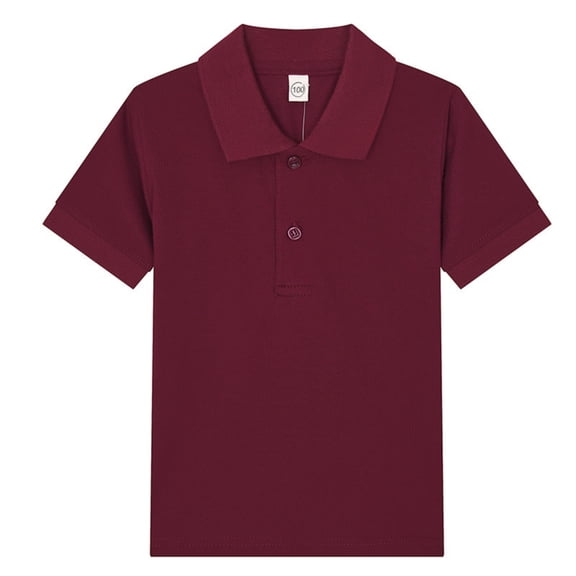 Polo Shirts for Kids School Uniform Relaxed Fit Back To School Short Sleeve Collared Shirts Solid Color Pullover for Boys & Girls Wine 9-10 Years