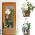 thumbnail image 5 of Zzxfth Front Door Basket Hanging Basket For Front Door Door Hanging Basket Wildflower Hanging Basket Wreath Fabric Door Decor With Rattan Design & Faux Linen Bow All Season Front Porch Decor For Home, 5 of 9