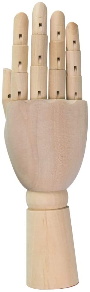 Flexible Wooden Hand Model Moveable Wooden Artists Manikin Hand Figure 10 Inches Right Hand Model for Sketching Drawing Painting Home Office Desk Decoration(10 Inch Right Hand)