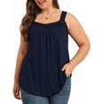 thumbnail image 4 of Daystry Plus Size Tank Tops for Women Loose Fit Lace Sleeveless Women's Summer Tanks Navy Blue 2X, 4 of 13