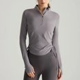 thumbnail image 1 of Camiseta deportiva de manga larga con media cremallera, ropa de ejercicio para mujer, correr, Fitness, camisa de Yoga de secado rápido, ropa deportiva para mujer, 1 of 5