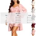 thumbnail image 3 of Women's Silky Satin 2-Piece Pajama Set with Robe - Ruffled Cami Sleepwear and Open Front Cardigan, Elegant Lounge Set for Bridal & Home, 3 of 5