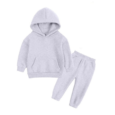 

BIZIZA Baby Outfit 2-Piece Fleece Long Sleeve Winter Hoodie Cute Pants for 1-13Y Kids Gray 150