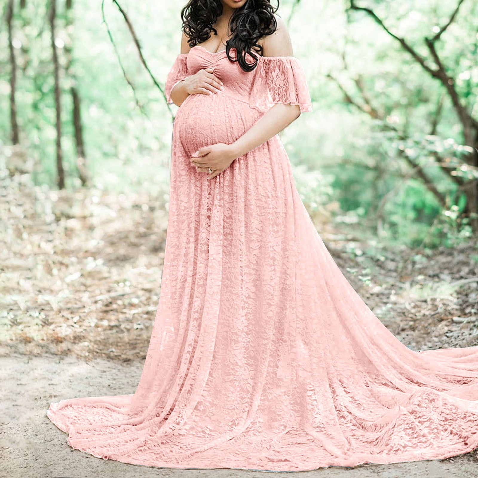Green Velvet Maternity Gown for Babyshower – loveangeldress