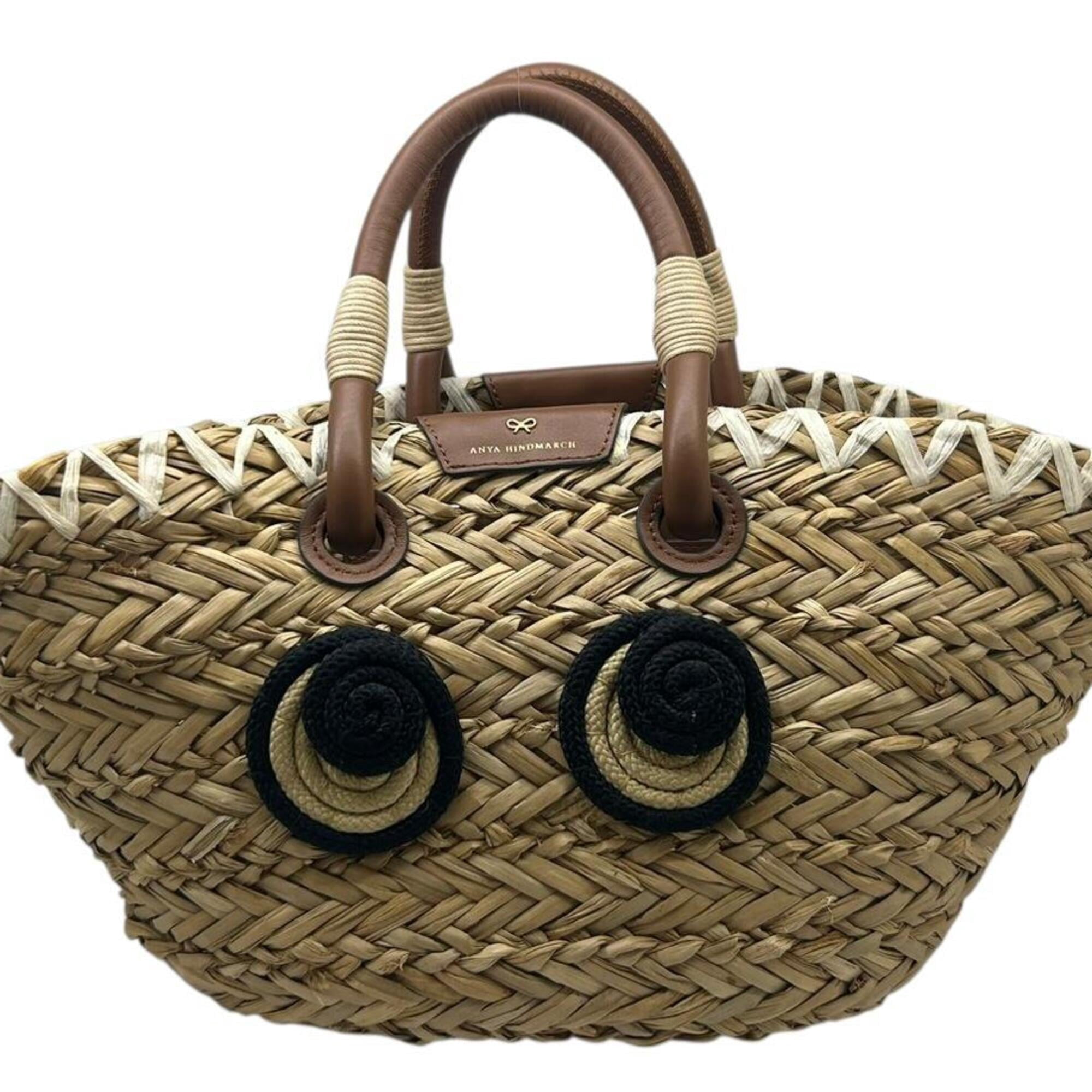 バッグ ANYA HINDMARCH Small Basket Rope Eyes Pre-Owned ANYA HINDMARCH Small Basket Rope Eyes Raffia Handbag for