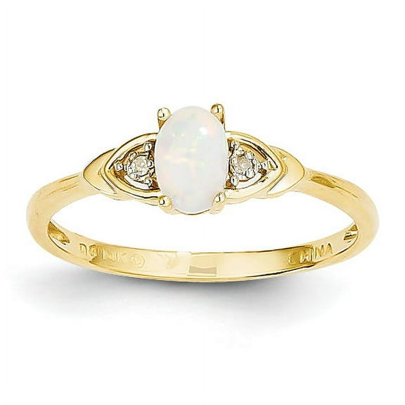 14K Diamond & Opal Ring