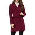 thumbnail image 6 of MODA NOVA Juniors Notched Lapel Double Breasted Back Vent Longline Overcoat, 6 of 7