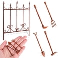 thumbnail image 1 of 5 Pcs Miniature Garden Tools Tiny Hand Rake Shovel Spade Fence Doll House Landscape Decor, 1 of 8
