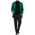 thumbnail image 2 of INSPIRE CHIC Men's Overcoat Slim Fit Double Breasted Notch Lapel Trench Coat with Belt Green L, 2 of 4