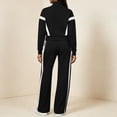 thumbnail image 7 of Wenini Women's 2 Piece Tracksuit Set Long Sleeve Zip up Short Top with Wide Leg Pants Color Blocking Sportswear Outfit, 7 of 7