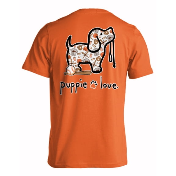 Puppie Love Dog Baseball Pup Orange Short Sleeve T-Shirt