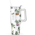 thumbnail image 2 of 40oz Watercolor Cactus Succulents Stainless Steel Flip Straw Tumbler Spill Proof Travel Cup Double Wall Vacuum Insulated Coffee Mug with Top Handle, 2 of 6