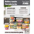 thumbnail image 3 of EASYWARE JUMBO - Juego de 18 recipientes (36 piezas) Toper Contenedores de Vidrio Hermético, para alimentos, a prueba de fugas. Refrigerador, congelador, horno, microondas. Libre de BPA., 3 of 5