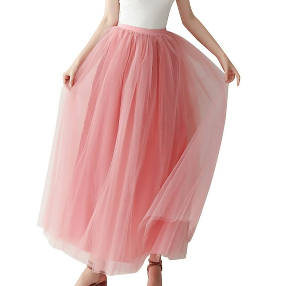 Women's Tulle Puffy Skirt High Waist Knee Length 6-Layered Wedding Party Midi Homecoming Prom Dress