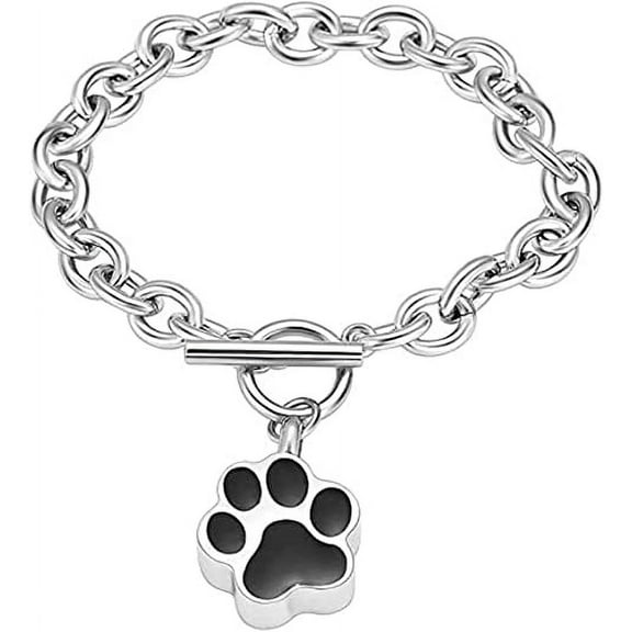 Urn Bracelet Cremation Bracelet for Ashes Memorial Ashes Bracelet Dog Paw Print Cremation Jewelry for Ashes Urn Bangles for Men Women