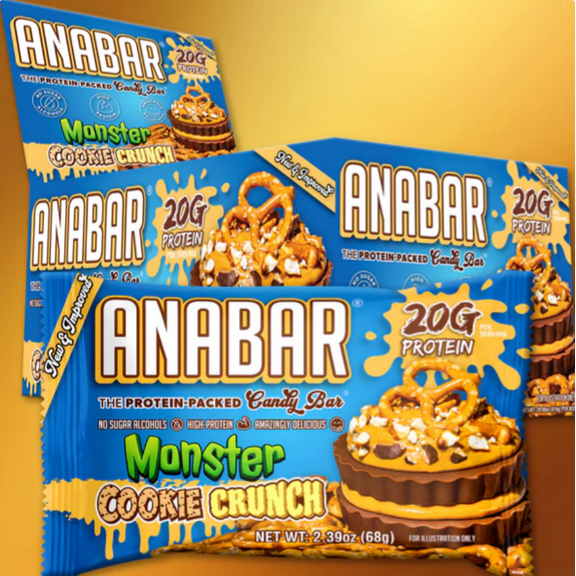 Anabar Protein Bar, The Protein-Packed Candy Bar, Amazing Tasting Protein Bar, No Sugar Alcohols, Real Food, Amazingly Delicious (12 Bars, Milk Chocolate Monster Cookie Crunch)