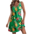 thumbnail image 1 of Staron Robes d'Été Décontractées pour Femmes, Coupe Ample, Col en V, Ligne A, Robes d'Été Sans Manches à Imprimé Floral, Boho, Fluides, Tenues de Vacances, Robe m, 1 of 7