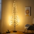 thumbnail image 4 of Gymax 7 FT Lighted Alpine Tree w/ 2100 White Light LED LightsWeighted Base for Party, 4 of 10