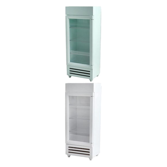 2x Modelo de refrigerador de madera 1:12 Suministros de escenografía Escena de la vida Muebles Decoración Verde blanco